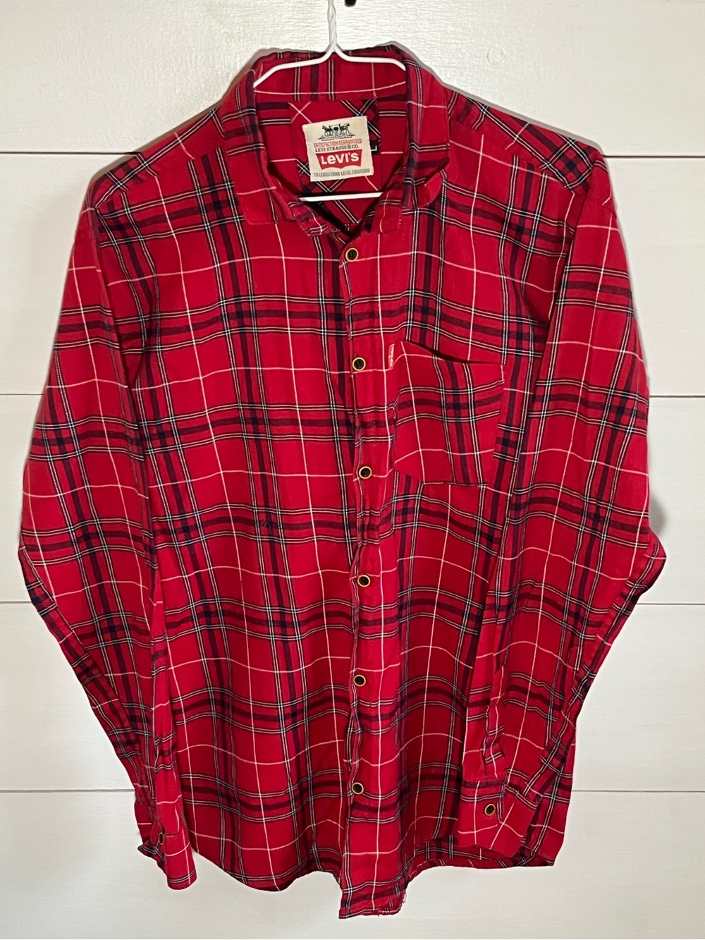 Levi's Red and Black Plaid Long-Sleeve Button-Down Shirt